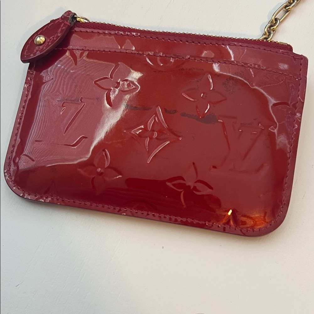 Louis Vuitton Cherry Red Patent Leather Pouch card holder keychain - Picture 3 of 8